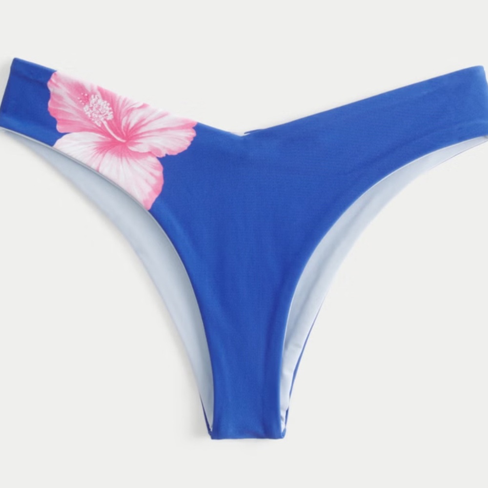 NWT Hollister Small reservable bikini bottom - blue hibiscus